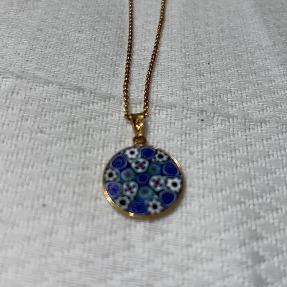 Vintage AMV Murano Glass Sterling Pendant Necklace